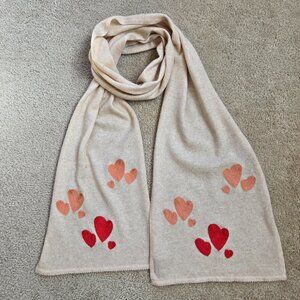 100% Cashmere Embroidered Heart Scarf Aviva Stanoff